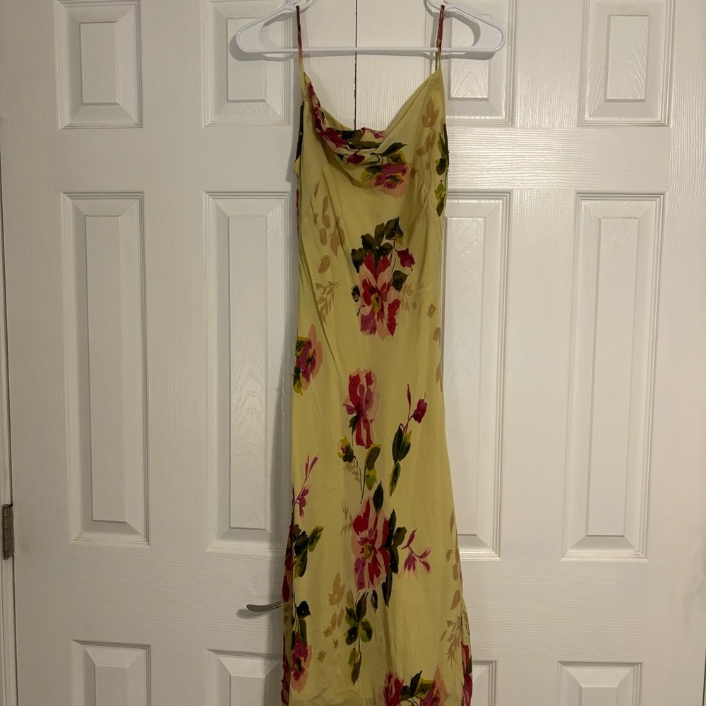 Vintage Yellow Floral Midi Dress - Picture 2 of 8